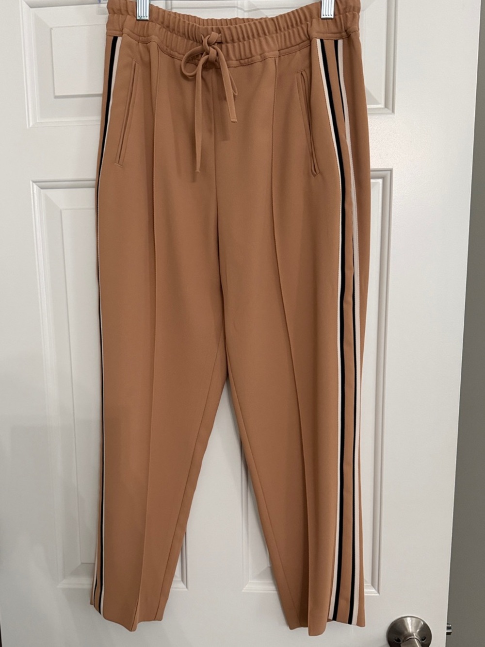 REISS Women's Tan Track Pants with Side Stripe - size 6
